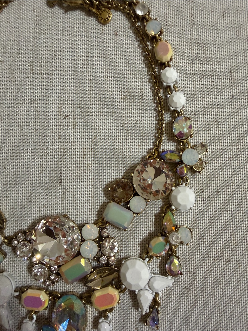 J.CREW Iridescent floral Aurora Crystal Rhinestone Opal Statement Necklace Y2K - Picture 4 of 17